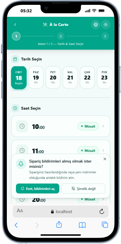 Tarih ve saat seçimi