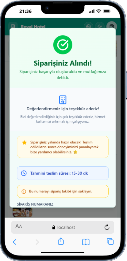Tahmini süre ve takip numarası